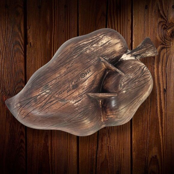 Vintage Treasure Craft 376 Leaf Chip & Dip Tray Orange Brown Glaze 1970s Decor - Picture 7 of 11